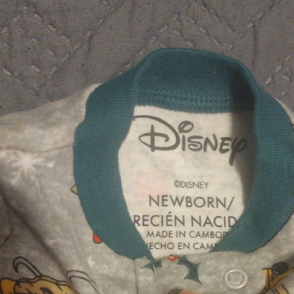 Disney Gray and Green Footies One Piece Christmas with Playful Design - Picture 3 of 3